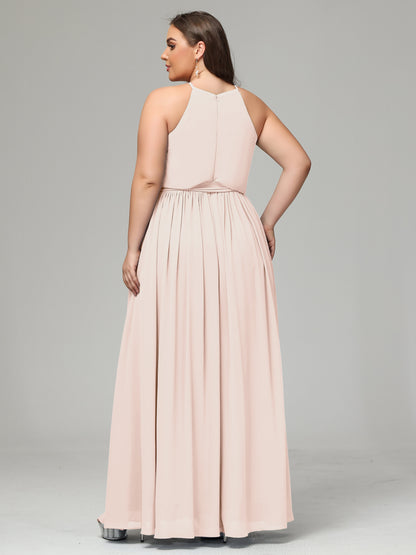 Halter Chiffon Bridesmaid Dress Plus Size