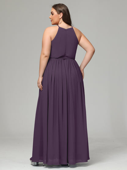 Halter Chiffon Bridesmaid Dress Plus Size