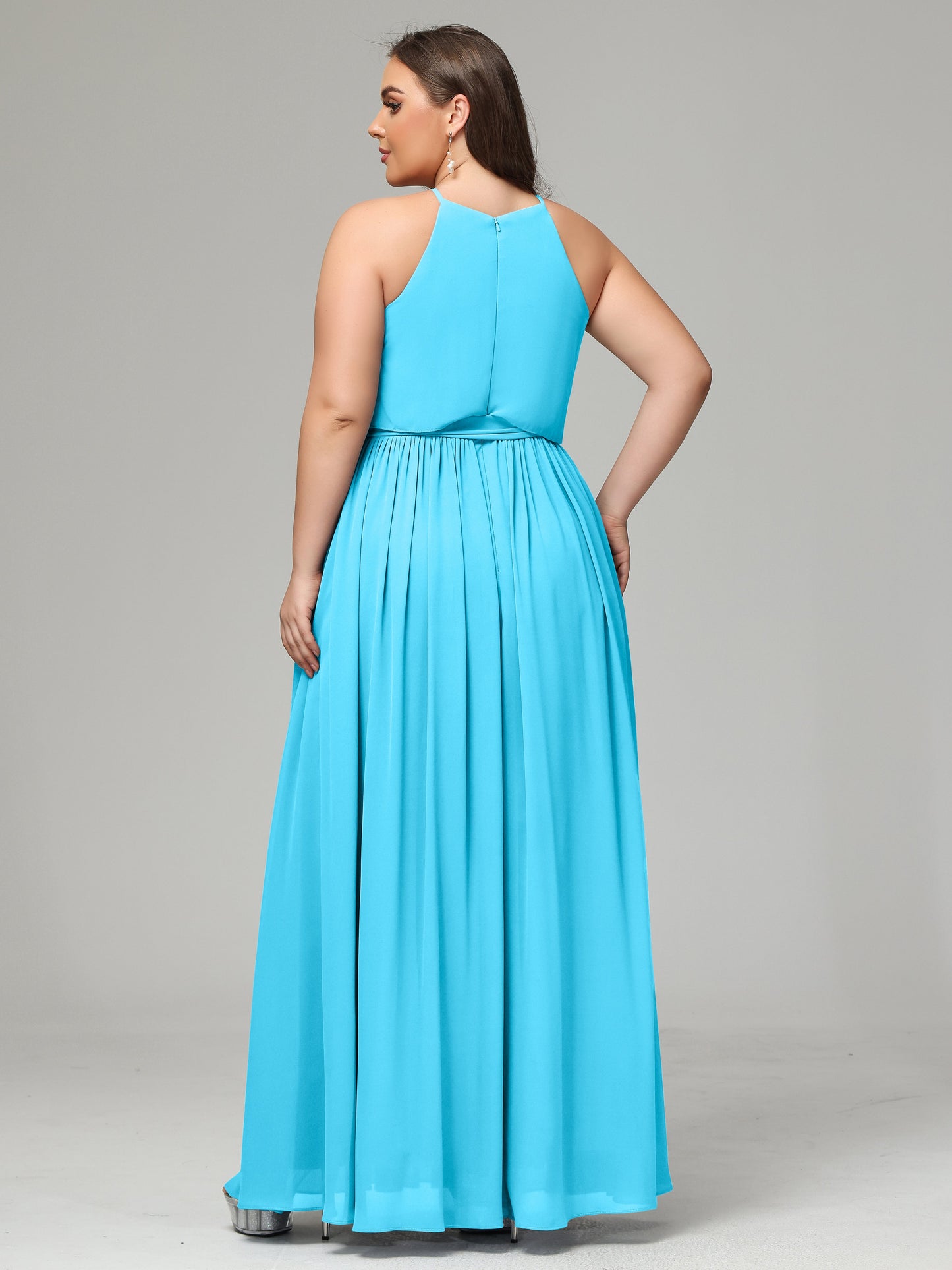 Halter Chiffon Bridesmaid Dress Plus Size