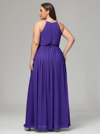 Halter Chiffon Bridesmaid Dress Plus Size