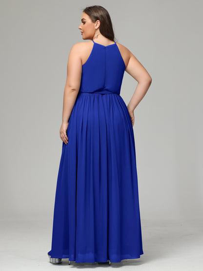 Halter Chiffon Bridesmaid Dress Plus Size