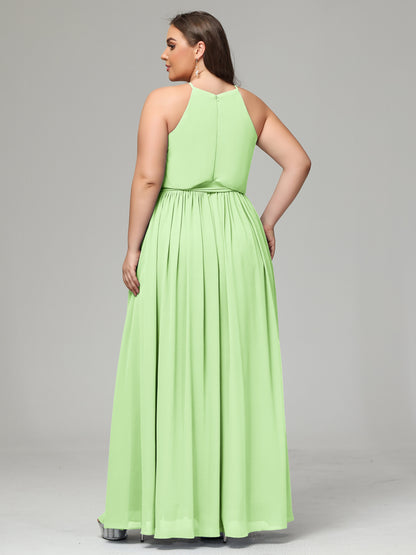 Halter Chiffon Bridesmaid Dress Plus Size
