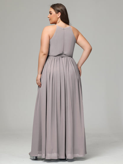 Halter Chiffon Bridesmaid Dress Plus Size