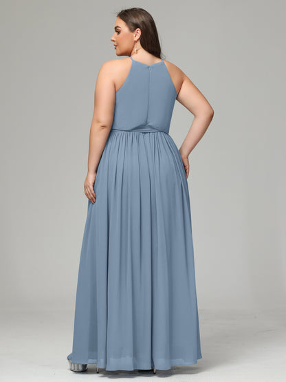 Halter Chiffon Bridesmaid Dress Plus Size