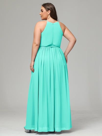 Halter Chiffon Bridesmaid Dress Plus Size