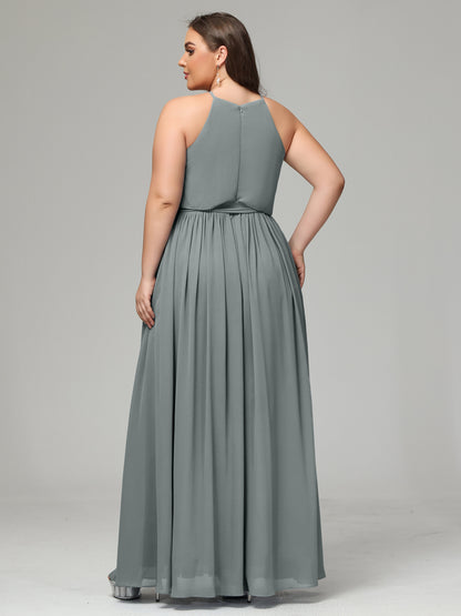 Halter Chiffon Bridesmaid Dress Plus Size