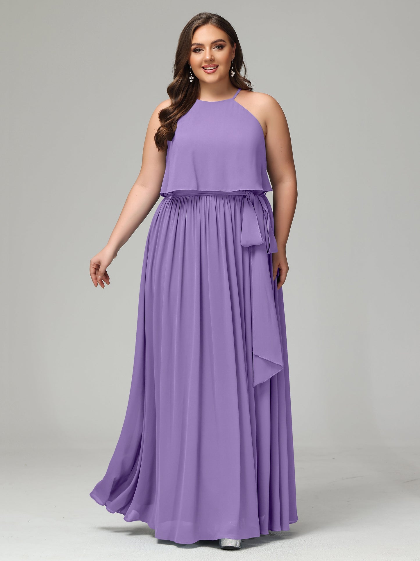 Halter Chiffon Bridesmaid Dress Plus Size