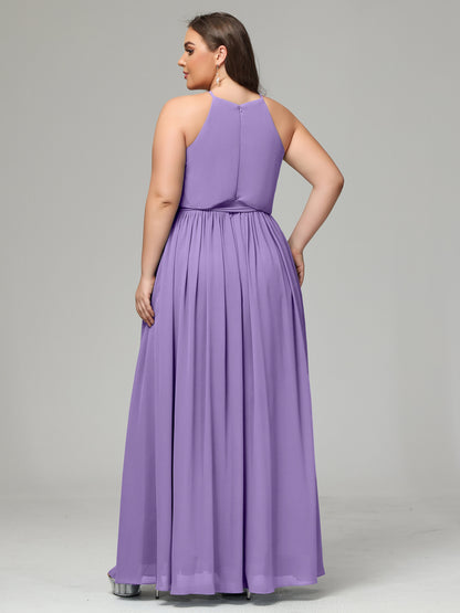 Halter Chiffon Bridesmaid Dress Plus Size