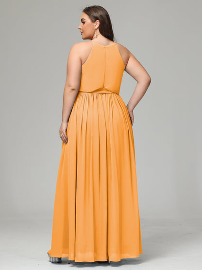 Halter Chiffon Bridesmaid Dress Plus Size
