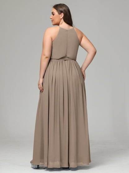Halter Chiffon Bridesmaid Dress Plus Size
