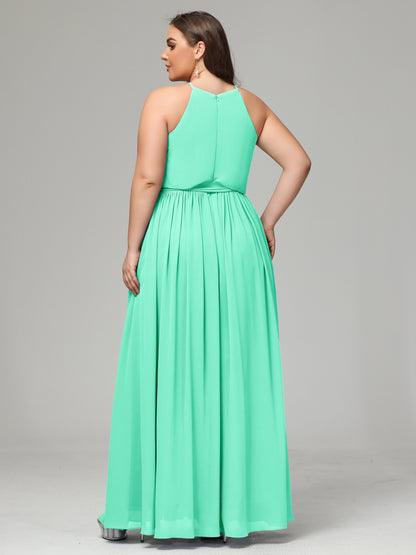 Halter Chiffon Bridesmaid Dress Plus Size