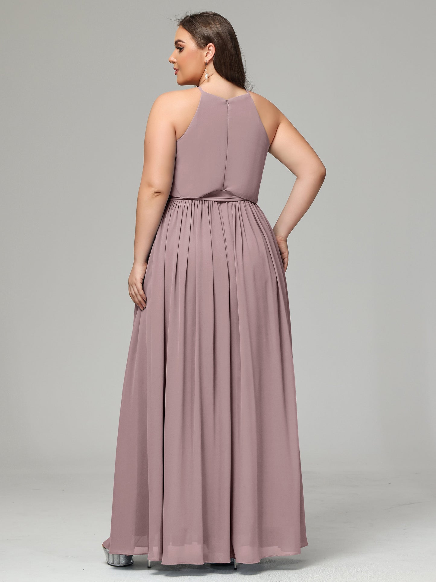 Halter Chiffon Bridesmaid Dress Plus Size