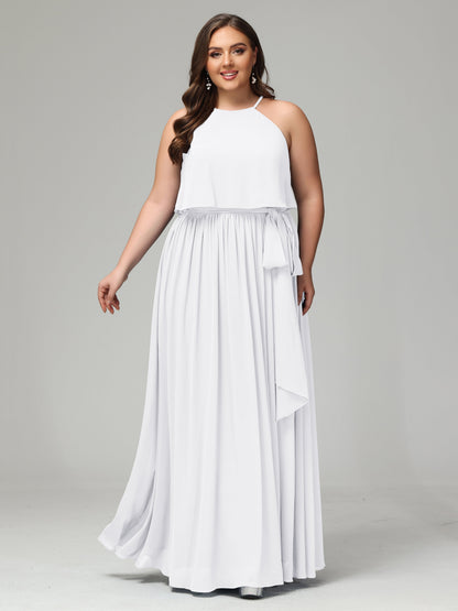 Halter Chiffon Bridesmaid Dress Plus Size