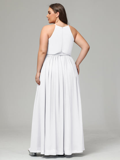 Halter Chiffon Bridesmaid Dress Plus Size