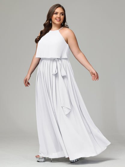 Halter Chiffon Bridesmaid Dress Plus Size