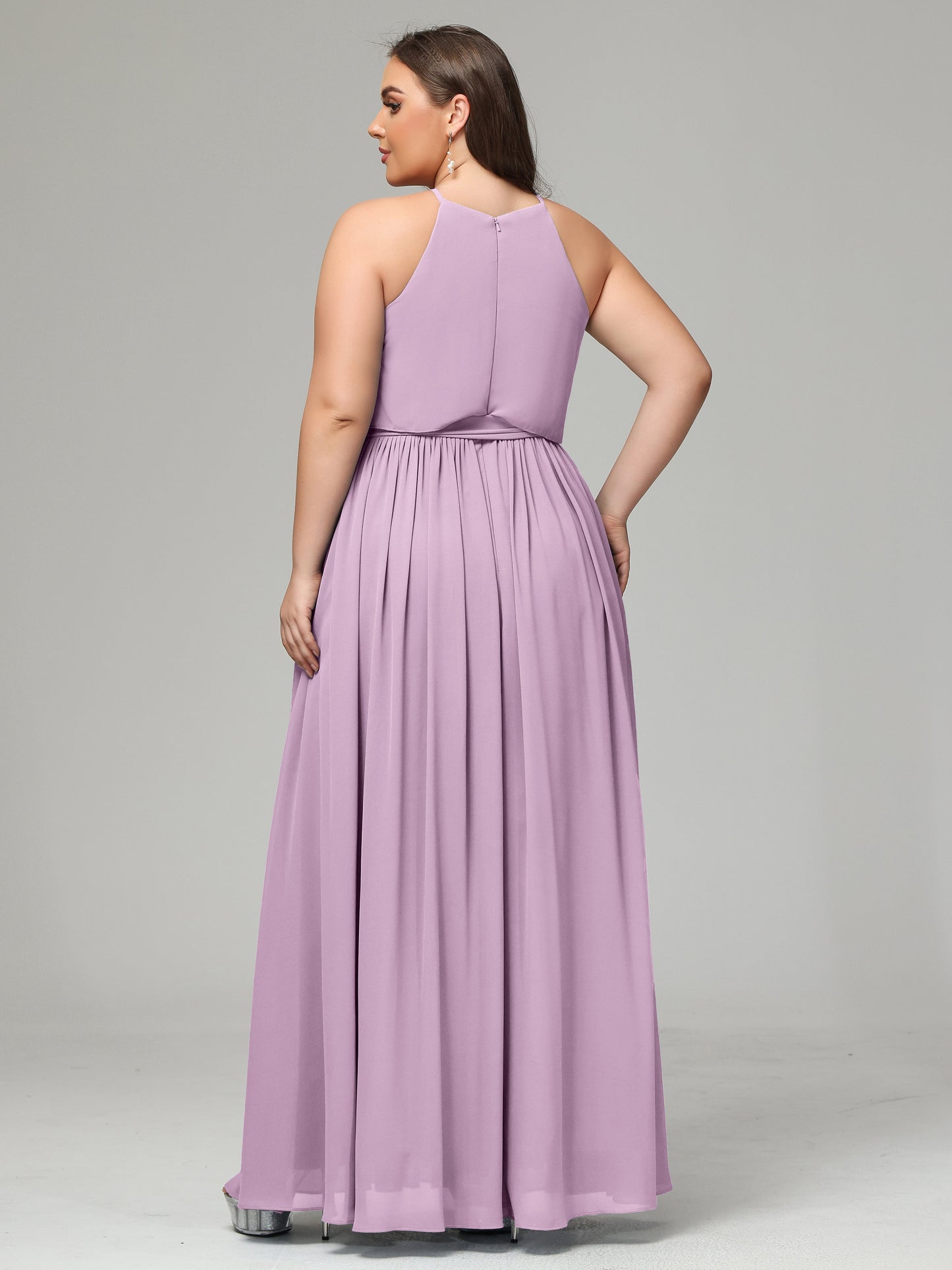 Halter Chiffon Bridesmaid Dress Plus Size