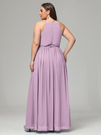 Halter Chiffon Bridesmaid Dress Plus Size