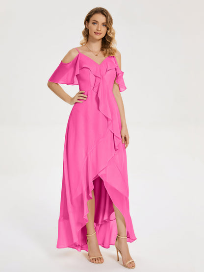 Leia High Low Backless Ruffles Bridesmaid Dress
