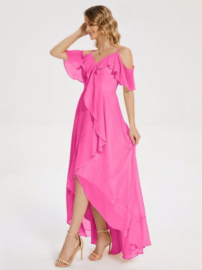 Leia High Low Backless Ruffles Bridesmaid Dress