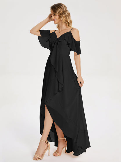 Leia High Low Backless Ruffles Bridesmaid Dress