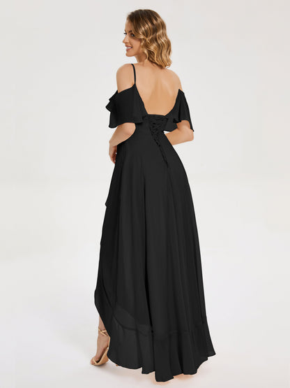 Leia High Low Backless Ruffles Bridesmaid Dress