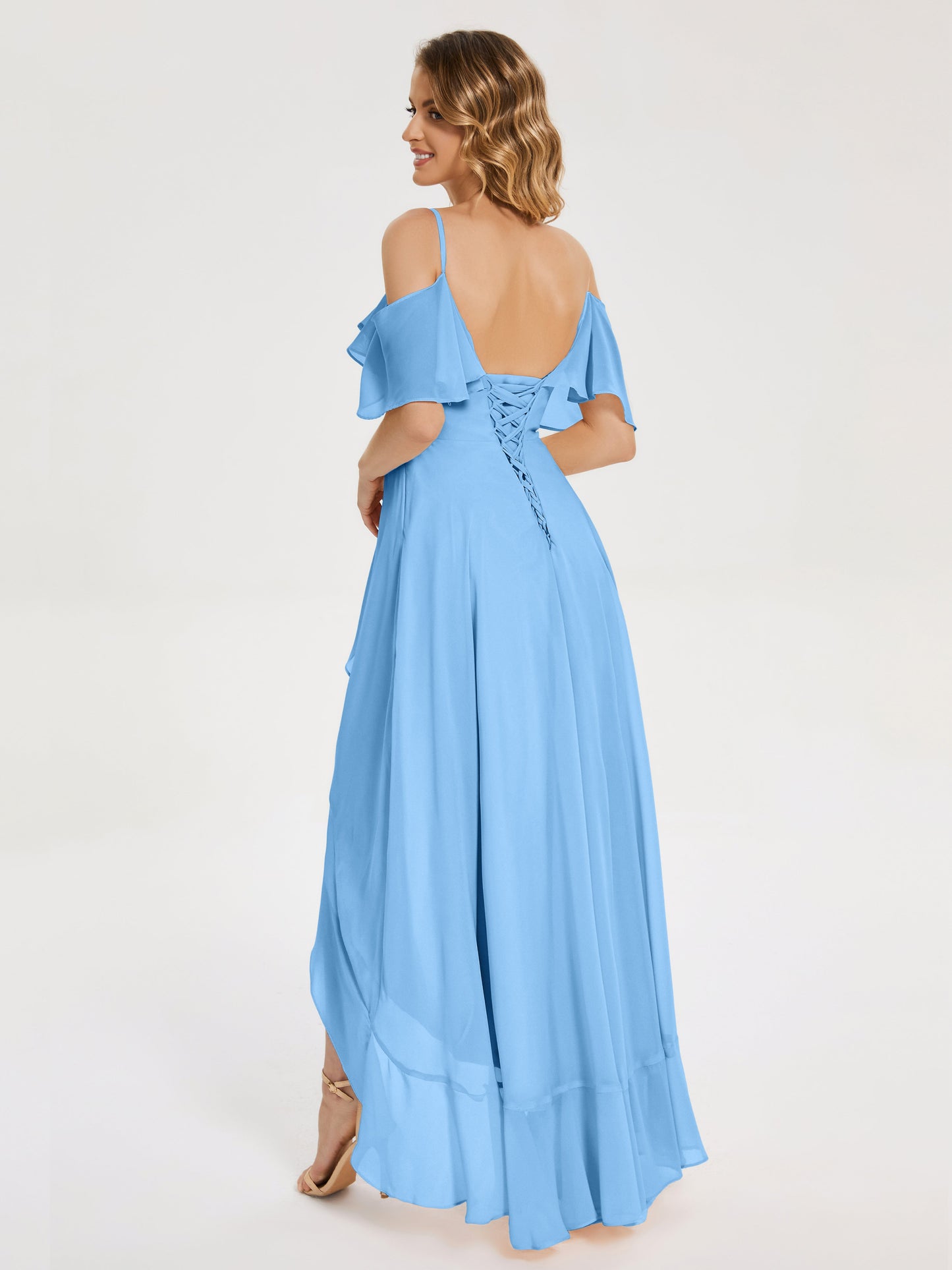 Leia High Low Backless Ruffles Bridesmaid Dress