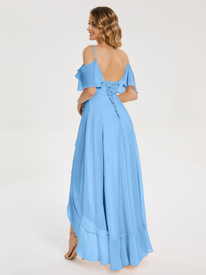 Leia High Low Backless Ruffles Bridesmaid Dress