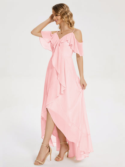 Leia High Low Backless Ruffles Bridesmaid Dress