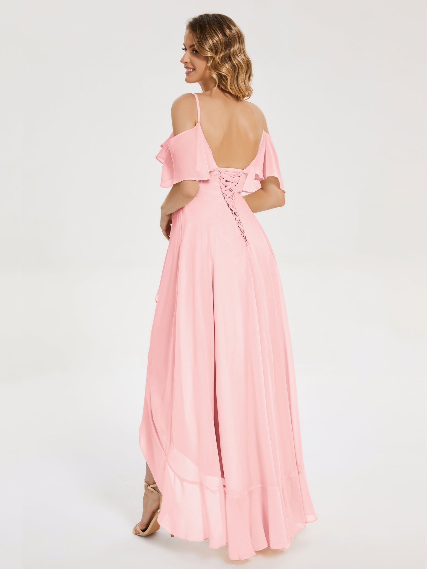 Leia High Low Backless Ruffles Bridesmaid Dress