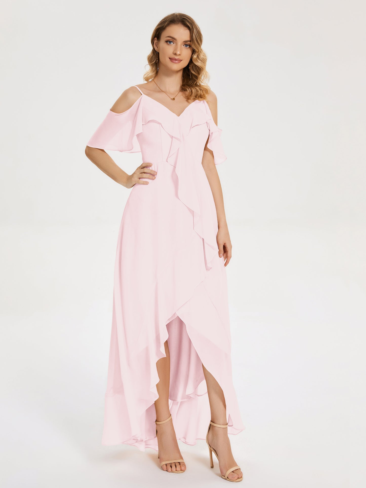 Leia High Low Backless Ruffles Bridesmaid Dress