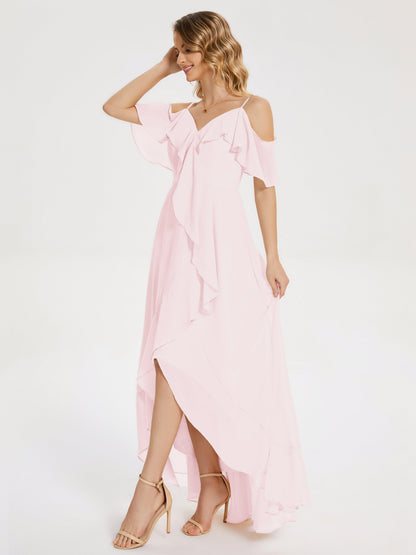 Leia High Low Backless Ruffles Bridesmaid Dress