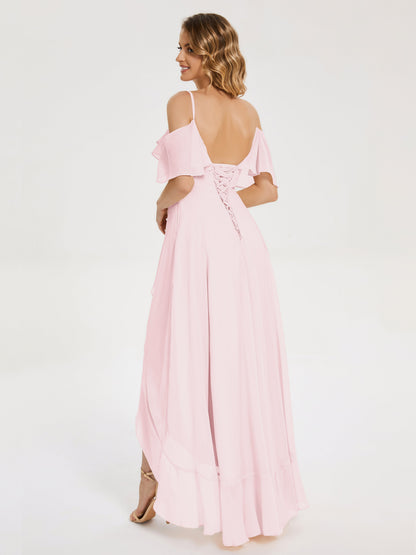 Leia High Low Backless Ruffles Bridesmaid Dress