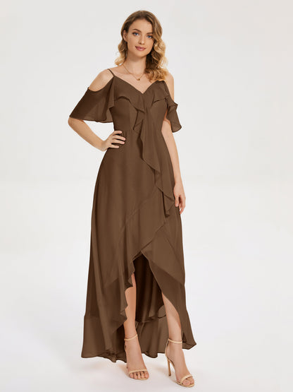 Leia High Low Backless Ruffles Bridesmaid Dress