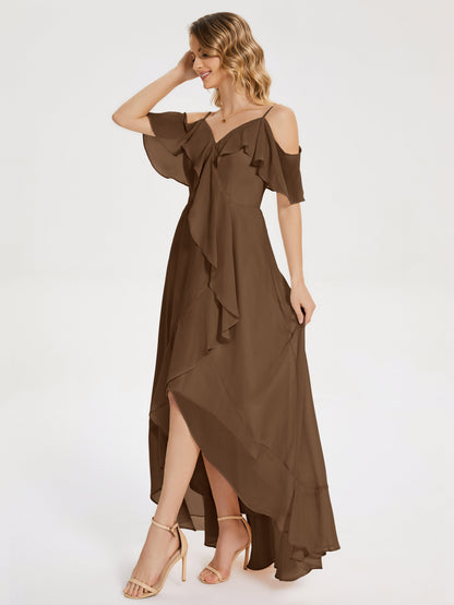 Leia High Low Backless Ruffles Bridesmaid Dress