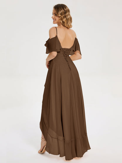 Leia High Low Backless Ruffles Bridesmaid Dress