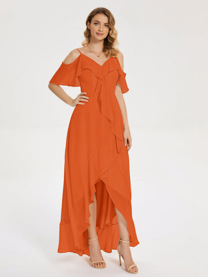 Leia High Low Backless Ruffles Bridesmaid Dress