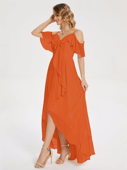 Leia High Low Backless Ruffles Bridesmaid Dress