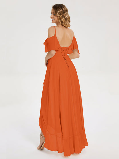 Leia High Low Backless Ruffles Bridesmaid Dress