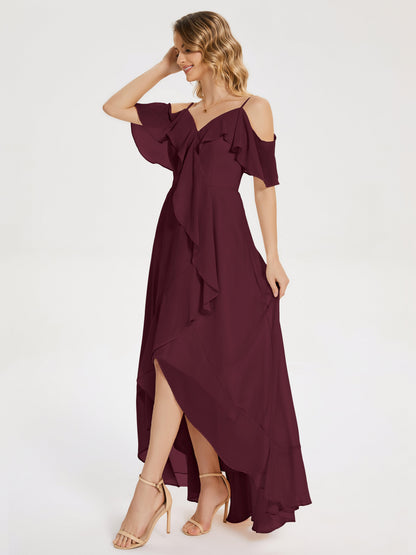 Leia High Low Backless Ruffles Bridesmaid Dress