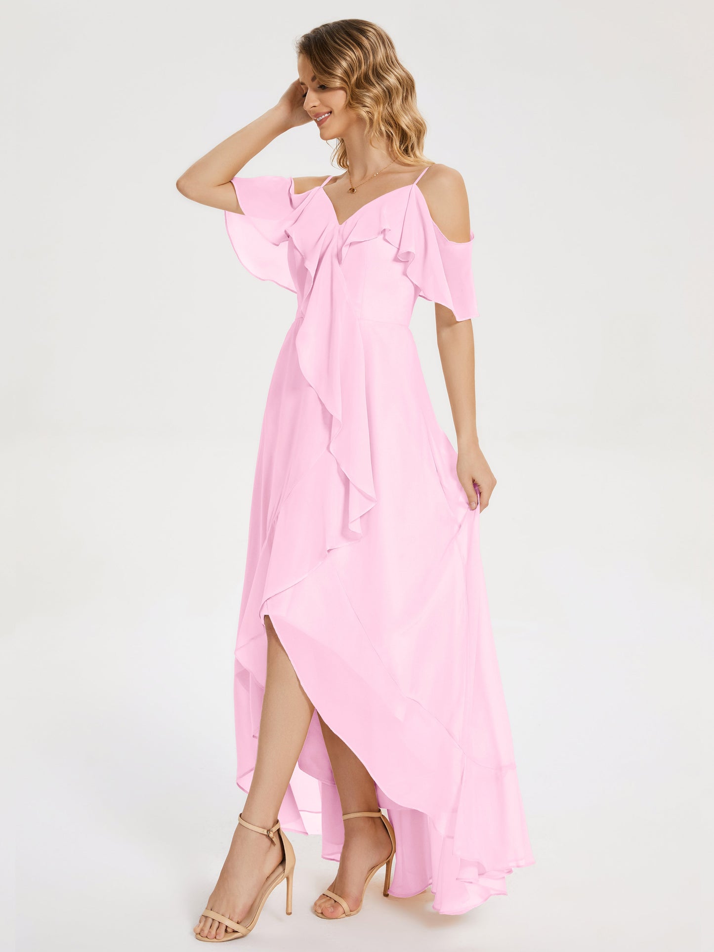 Leia High Low Backless Ruffles Bridesmaid Dress