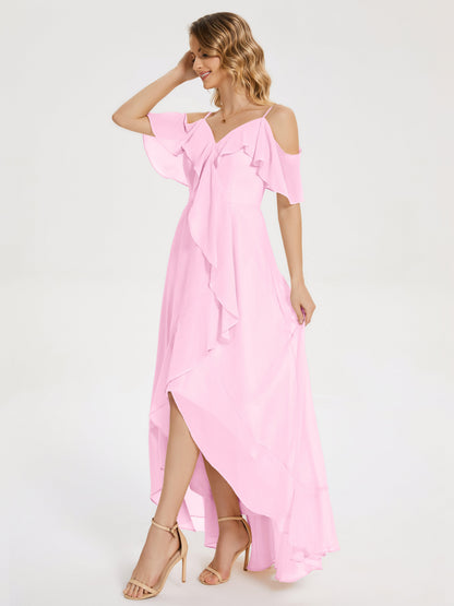 Leia High Low Backless Ruffles Bridesmaid Dress