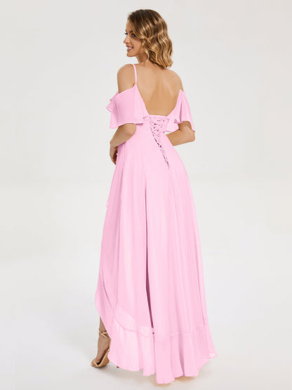 Leia High Low Backless Ruffles Bridesmaid Dress