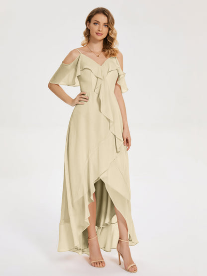Leia High Low Backless Ruffles Bridesmaid Dress