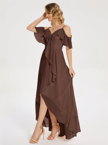 Leia High Low Backless Ruffles Bridesmaid Dress