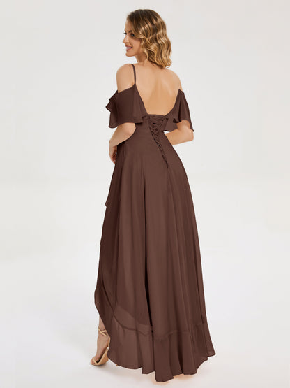 Leia High Low Backless Ruffles Bridesmaid Dress