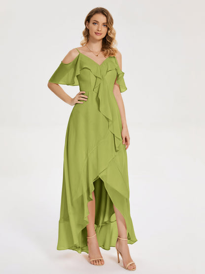 Leia High Low Backless Ruffles Bridesmaid Dress
