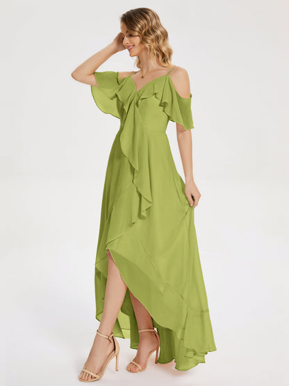 Leia High Low Backless Ruffles Bridesmaid Dress