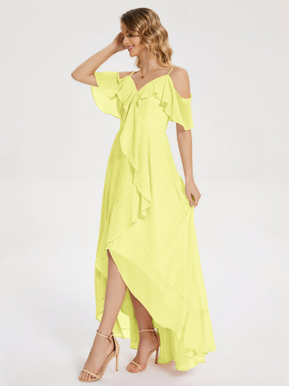 Leia High Low Backless Ruffles Bridesmaid Dress
