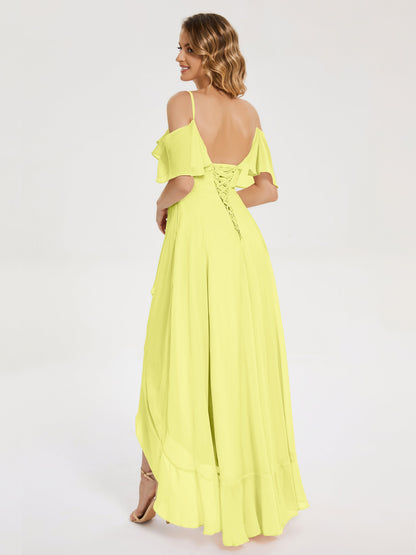 Leia High Low Backless Ruffles Bridesmaid Dress