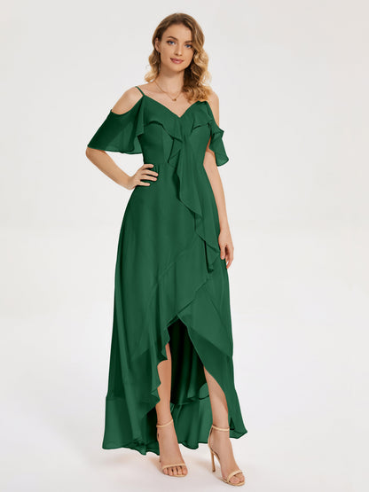 Leia High Low Backless Ruffles Bridesmaid Dress